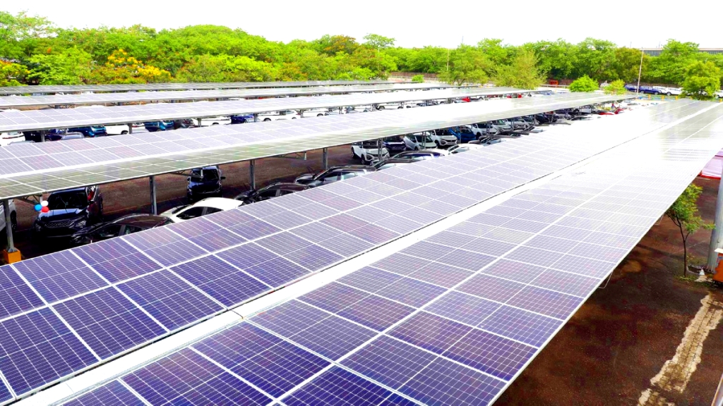 30,000 square meters  of solar power generating car parking